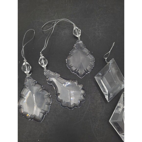 Lot of 8 Clear Acrylic Christmas Ornaments Diamond Silver Hanging Thread Variety - Picture 4 of 8